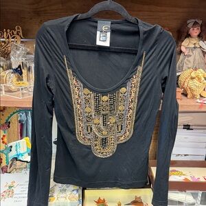 Just Cavalli Embellished Black Long Sleeve Top